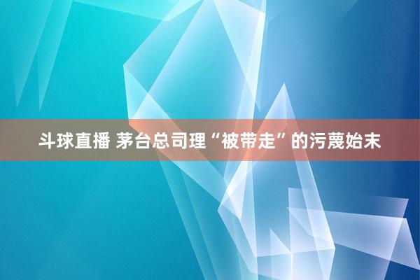 斗球直播 茅台总司理“被带走”的污蔑始末
