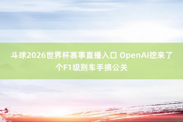 斗球2026世界杯赛事直播入口 OpenAI挖来了个F1级别车手搞公关