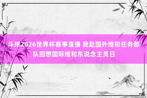斗球2026世界杯赛事直播 我赴国外维和任务部队回想国际维和东说念主员日