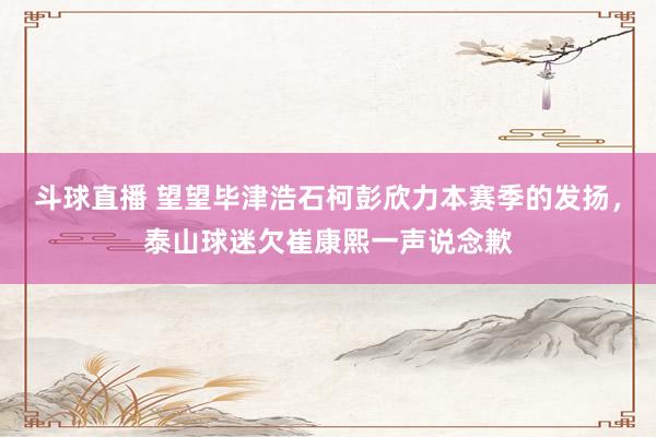 斗球直播 望望毕津浩石柯彭欣力本赛季的发扬，泰山球迷欠崔康熙