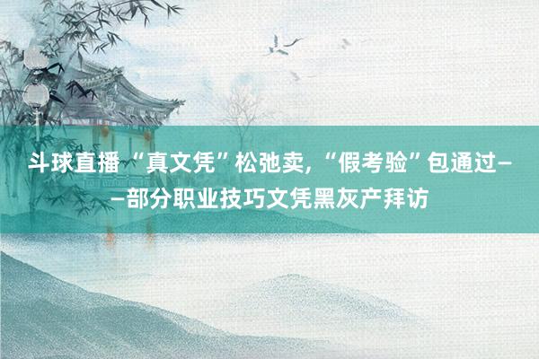 斗球直播 “真文凭”松弛卖， “假考验”包通过——部分职业技巧文凭黑灰产拜访