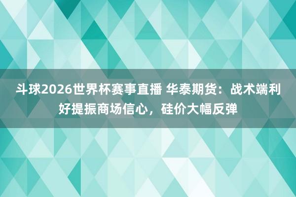 斗球2026世界杯赛事直播 华泰期货：战术端利好提振商场信心，硅价大幅反弹