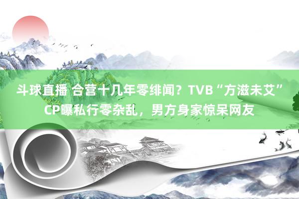斗球直播 合营十几年零绯闻？TVB“方滋未艾”CP曝私行零杂乱，男方身家惊呆网友