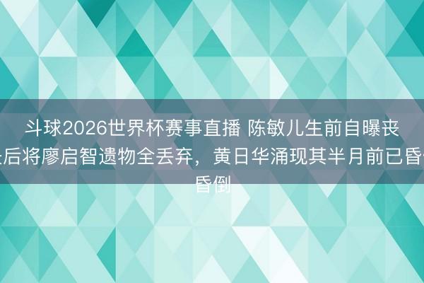 斗球2026世界杯赛事直播 陈敏儿生前自曝丧夫后将廖启智遗物全丢弃，黄日华涌现其半月前已昏倒