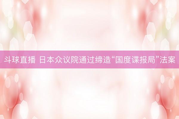 斗球直播 日本众议院通过缔造“国度谍报局”法案