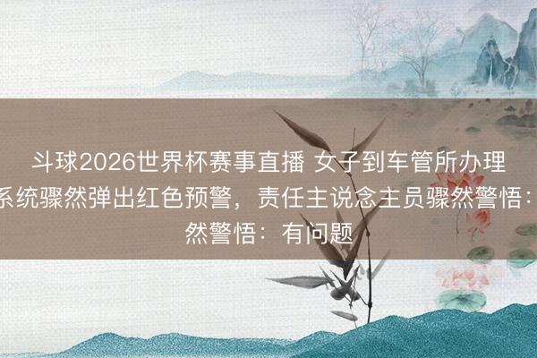 斗球2026世界杯赛事直播 女子到车管所办理业务，系统骤然弹出红色预警，责任主说念主员骤然警悟：有问题