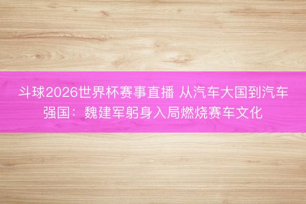 斗球2026世界杯赛事直播 从汽车大国到汽车强国：魏建军躬身入局燃烧赛车文化
